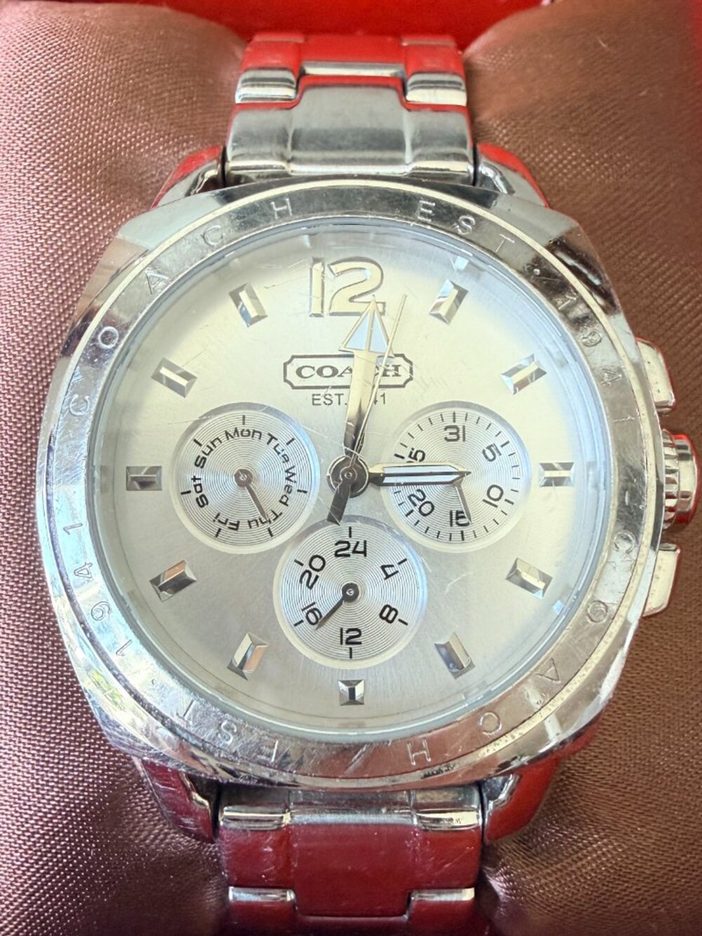 COACH Stainless Steel Women's Chronograph Boyfriend Watch *WORKS* - Picture 4 of 12